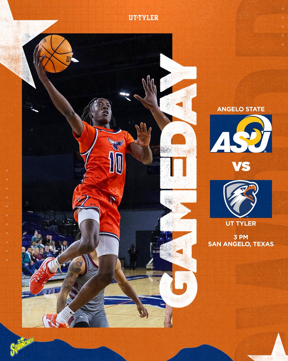 UT Tyler Patriots (@uttylerpatriots) on Twitter photo MBB | IT'S GAME DAY!
<a href="/uttylermbb/">UT Tyler Men's Basketball</a> battles it out with Angelo State on the road in San Angelo!
STATS: tinyurl.com/2kmj5c7z
STREAM: tinyurl.com/2fre3wfe
#SwoopSwoop MBB | IT'S GAME DAY!
<a href="/uttylermbb/">UT Tyler Men's Basketball</a> battles it out with Angelo State on the road in San Angelo!
STATS: tinyurl.com/2kmj5c7z
STREAM: tinyurl.com/2fre3wfe
#SwoopSwoop