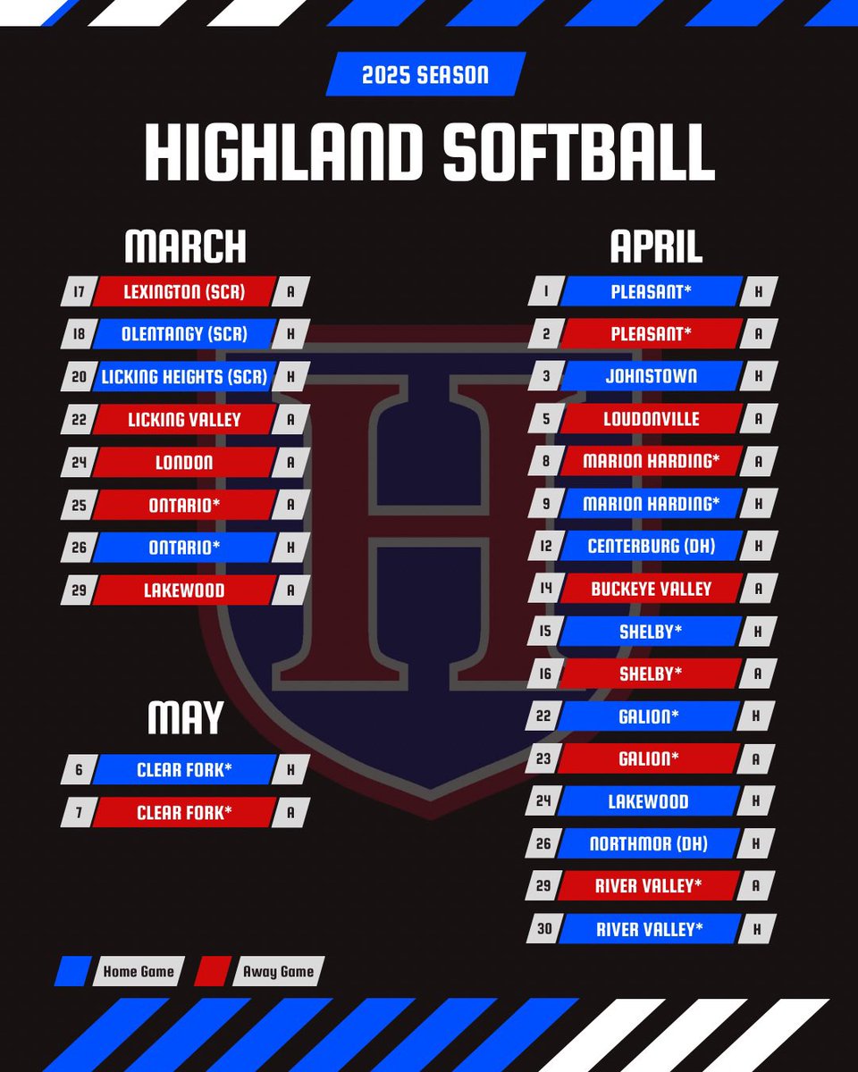 Our 2025 Varsity Softball Schedule! Counting down the days until opening day. <a href="/McMotorsport/">Rob McCurdy</a>  <a href="/SportsMCS/">MCSSports</a>  <a href="/HLSD_AD/">Highland AD</a>