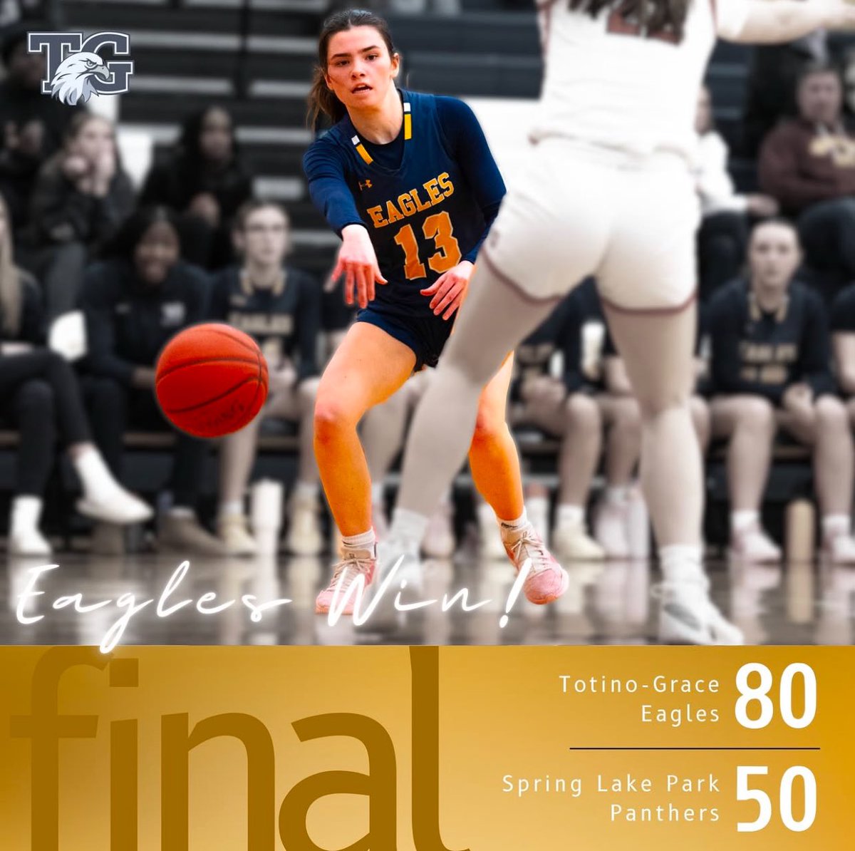 Final from The Nest:

☑️ B: 38-44
✅ JV: 53-35
✅ Varsity: 80-50

#TGEagles #TGGB 
#TogetherAs1 🦅🏀