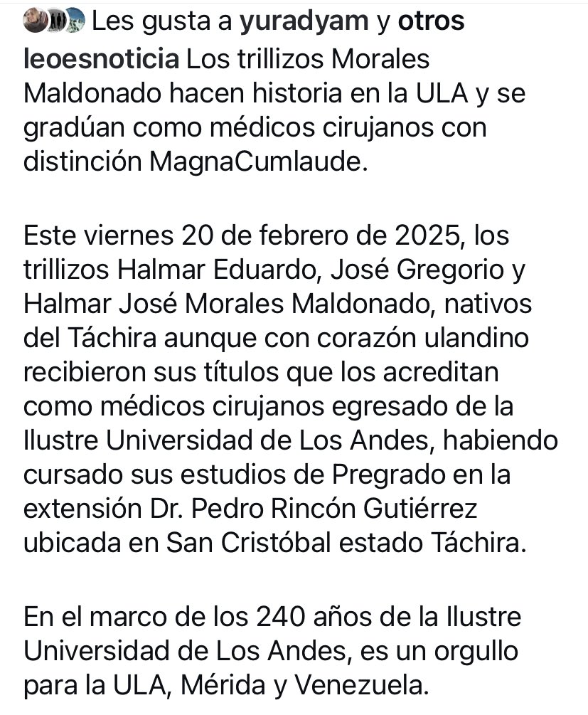 GochaSuper's tweet photo. Estos trillizos se graduaron de médicos en la Universidad de Los Andes. Los 3 con honores.

Bravo! 👏🏻 

#ULA #Mérida https://t.co/v4fIteZUTO