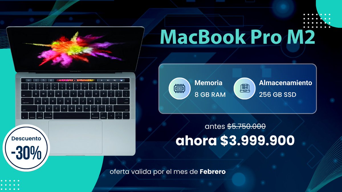 colmacstore's tweet photo. 📷 ÚLTIMA HORA: MacBook Pro M2 certificado y con garantía por solo $3.999.900  

📷 Paga en Efectivo, PSE o Tarjeta de Crédito al Recibir - Seguridad y confianza en cada entrega por toda COLOMBIA  https://t.co/Stka0WKPKv 

#MacBookPro #OFERTAS #Bybit $ETH $HIMS #freelance #tbt https://t.co/cxMWZ8GHy0