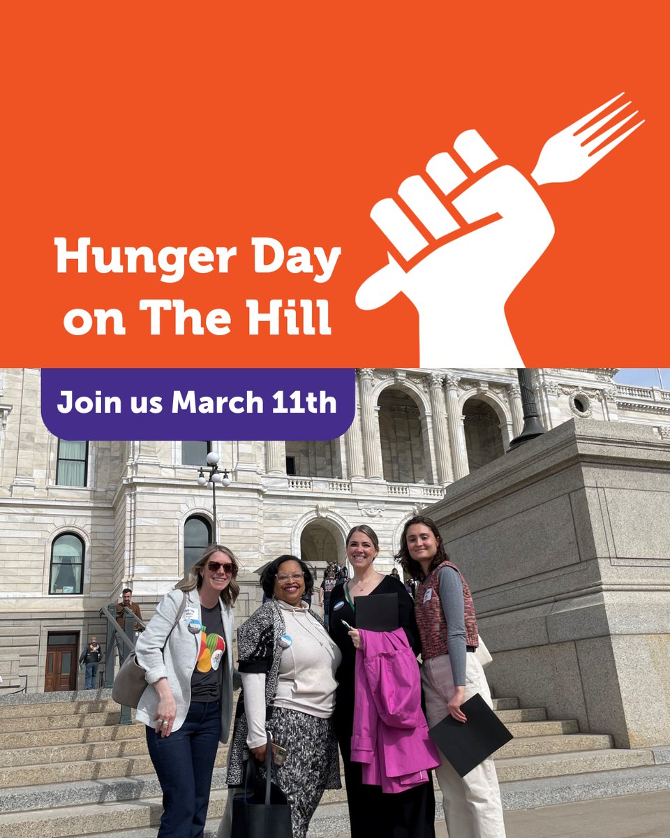 Hunger Solutions (@hungersolutions) on Twitter photo 📣 Join us for Hunger Day on The Hill! 
 
🗓️ When: Tuesday, March 11th at 10am – 4pm
📍 Where: Capitol Ridge Building, 161 Saint Anthony Ave Saint Paul, MN 55103
📩 Register for the event here: ow.ly/XPNy50V4FCT
#HungerDayOnTheHill #VoiceOfHunger 📣 Join us for Hunger Day on The Hill! 
 
🗓️ When: Tuesday, March 11th at 10am – 4pm
📍 Where: Capitol Ridge Building, 161 Saint Anthony Ave Saint Paul, MN 55103
📩 Register for the event here: ow.ly/XPNy50V4FCT
#HungerDayOnTheHill #VoiceOfHunger