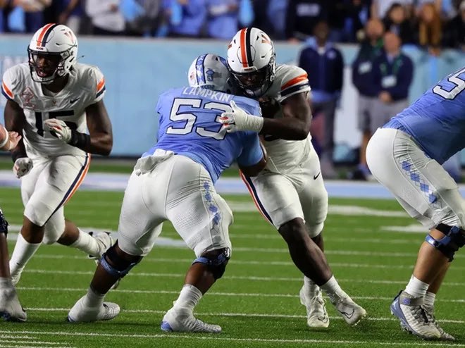 Willie Lampkin dominated at UNC this year

Lampkin’s 2024:
🐏851 Snaps
🐏0 Sacks Allowed
🐏4 QB Hits Allowed

Lampkin might not be the biggest on the field but makes the biggest impact 💪