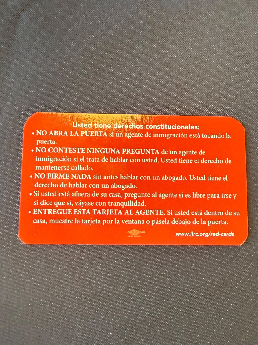 FaatiTheStreet's tweet photo. ICE has been complaining that people are too educated and it is making their job harder. You can buy red cards with information for people dealing with immigration services at: https://t.co/zu7WNytooW https://t.co/V0LhrbDtNN