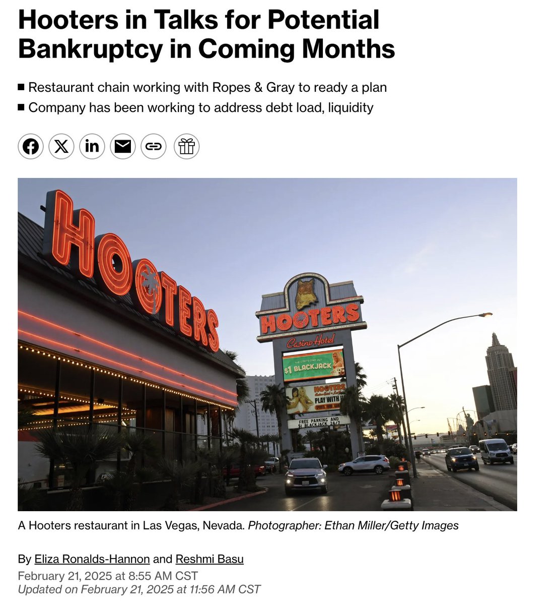 Barchart's tweet photo. RIP Hooters! 🫡 https://t.co/pCwSQIrQuh