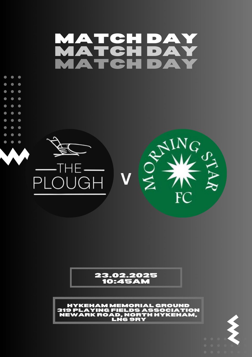 ❗️MATCH DAY❗️

After our success in our cup game last week we turn our focus back to the league where we play Morning Star FC

Up the Plough⚽️🖤