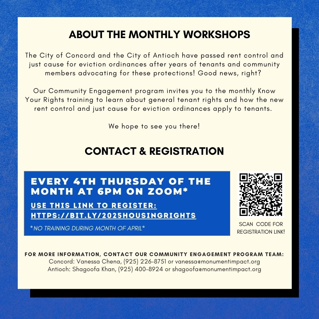 Our Community Engagement team encourages all tenants to keep up with general tenant rights and how new ordinances apply. Our next Monthly Know Your Right Workshop is Thursday, 2/26 at 6pm via Zoom! Register at: bit.ly/2025housingrig…