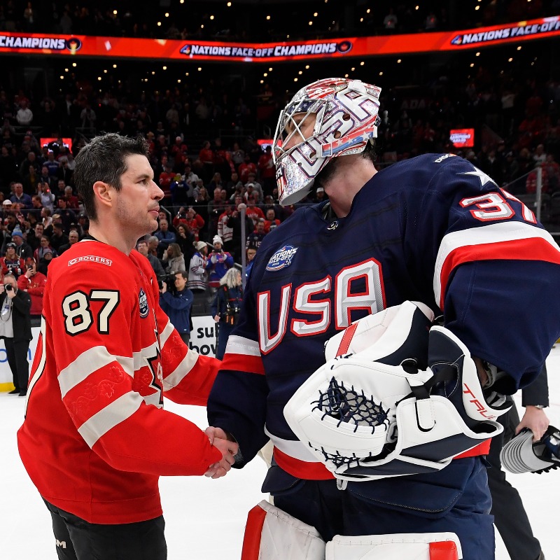 NHLJets's tweet photo. If you felt torn cheering on Canada... 
but also kind of rooting against Helly... 

Then you had a lot in common with Eric Comrie! 😅

READ 🔽