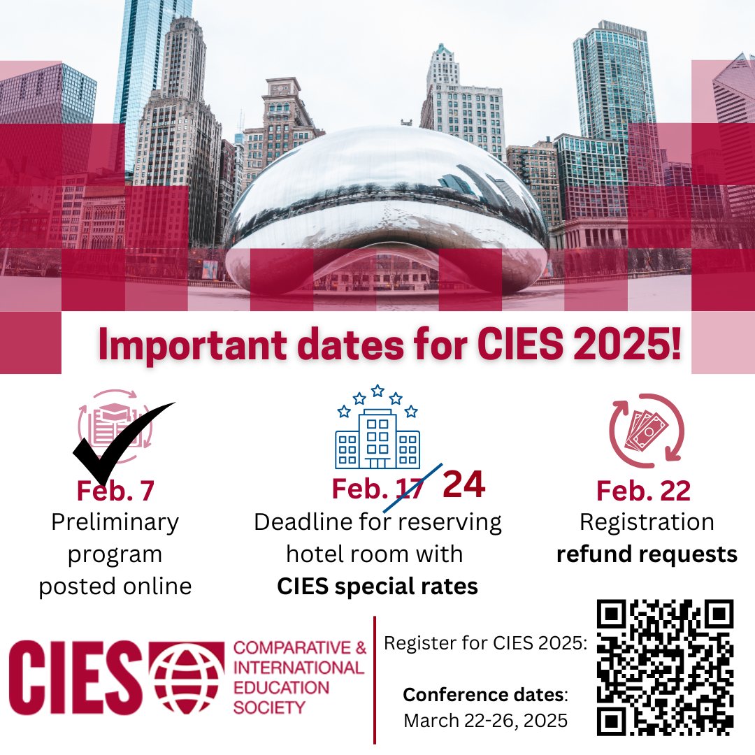 Update: Our special #CIES rate for #CIES2025 at the beautiful Palmer House hotel has been extended to February 24, 2025! For those who missed out still have a chance to lock in your special room rates by going to conference.cies.us/hotel-informat…