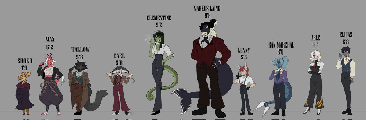 Finally getting my OC references and heights done!