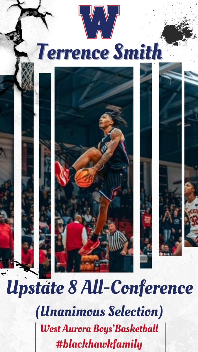 Aurora West Boys Basketball (@aurorawestbball) on Twitter photo Congratulations to <a href="/T_Smith2424/">Terrence Smith</a> for being selected to the Upstate 8 All-Conference Team. Unanimous Selection. <a href="/WAHSBlackhawks/">WestAuroraAthletics</a> #Blackhawkfamily Congratulations to <a href="/T_Smith2424/">Terrence Smith</a> for being selected to the Upstate 8 All-Conference Team. Unanimous Selection. <a href="/WAHSBlackhawks/">WestAuroraAthletics</a> #Blackhawkfamily