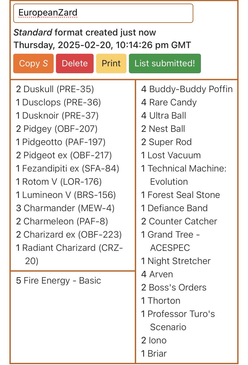 Top 512 at EUIC. Played old faithful with the gang. <a href="/GameGridLive/">GameGridLive</a> 

Good hangs with the friends and makes playing way more fun. <a href="/ZanderBennett/">Zander Bennett➡️YYZ, MID, LHR?</a> <a href="/KempKris/">Kris</a> <a href="/Hella_Chell/">Michelle ➡️ Milwaukee</a>.  Also <a href="/dzheng33/">David Zheng</a> I played your list, it’s pretty solid.