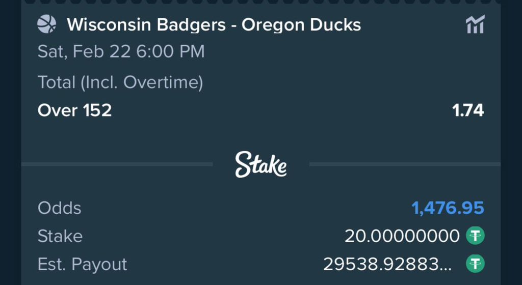 TOSSING ON STAKE

1K ODDS: stake.com/sports/home?ii…

20 ODDS: stake.com/sports/home?ii…

NBA props: stake.com/sports/home?ii…

REGISTER WITH PROMOCODE: stake.com/?offer=bigloui…

t.me/TossYard/32323

BET RESPONSIBLY🔞