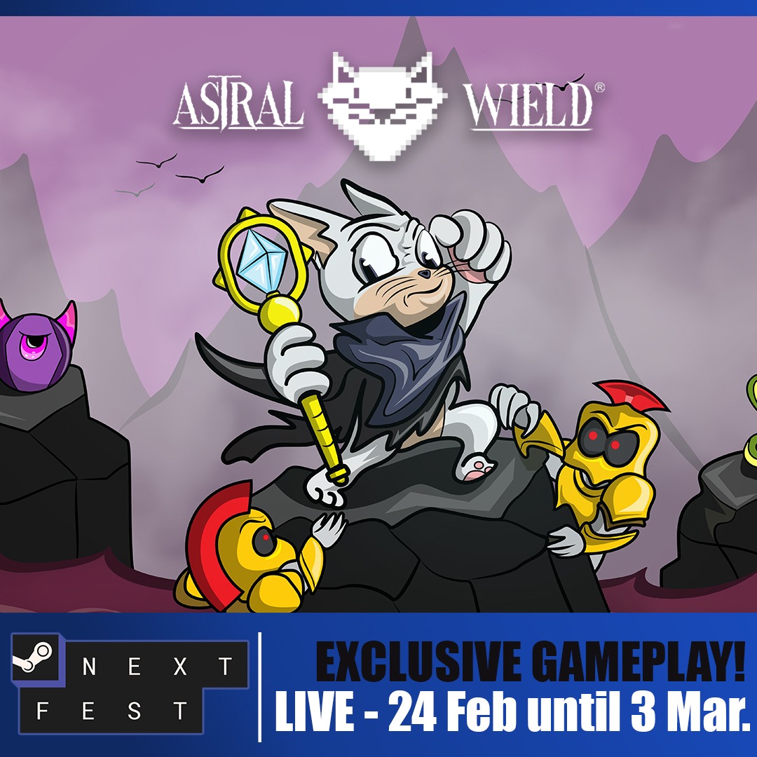 ATTENTION! Astral Wield will be present from start to finish at the STEAM NEXT FEST 2025, taking place from February 24 to March 3! 

Don't miss it! We'll be showcasing exclusive gameplay of Astral Wield. 

We'll be live from 12:00 PM ⏱️ On February 24 until March 3!