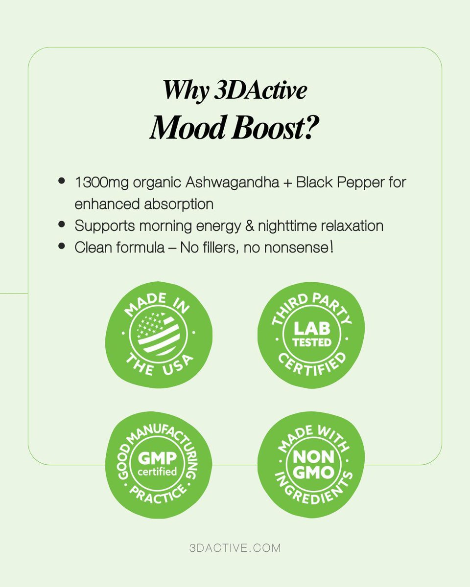 3dactive's tweet photo. Feeling stressed, anxious, or constantly drained? 😬 Ashwagandha lowers cortisol, enhances focus &amp; improves sleep - without caffeine jitters. Stay calm, clear-headed, &amp; balanced every day. Try it now: https://t.co/XdzoEATdrn https://t.co/JhV1DMb7A1