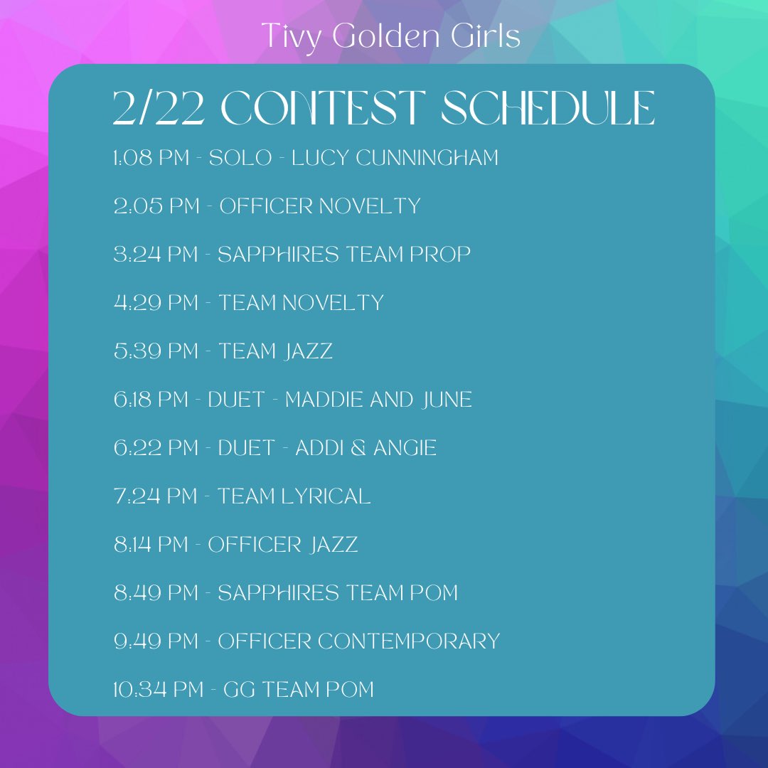 ‼️CONTEST UPDATE‼️ Tomorrow’s competition will be starting with a delay. Please note the update times. Wish us luck as we take on our last contest of the season! 💙💛