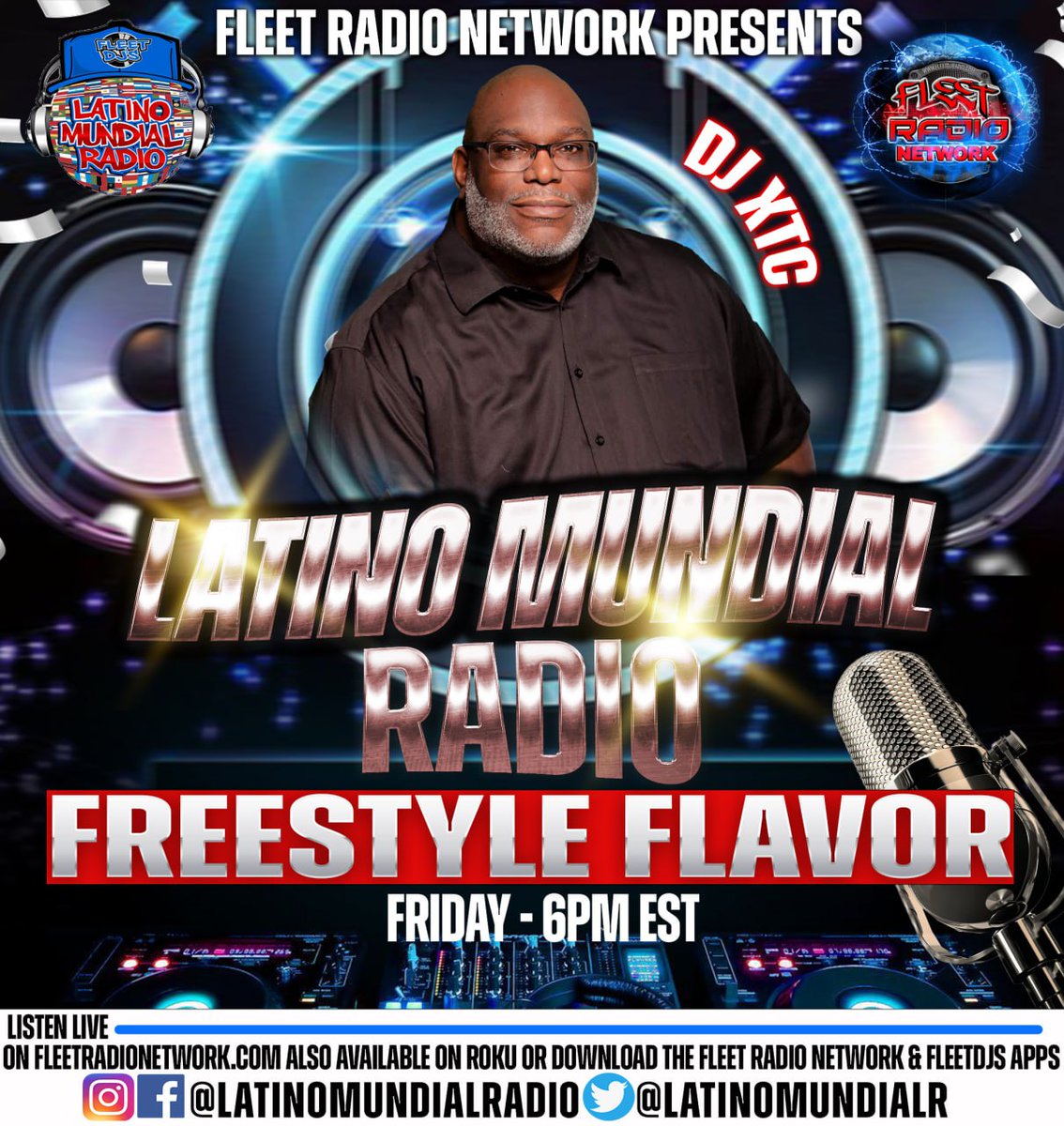 Freestyle Friday is here! 🔥

Get ready for #FreestyleFlavor  <a href="/djxtcnet/">DJ XTC</a>  exclusively on Latino Mundial Radio!

📅 Every Fri| 6 PM EST
📻 Listen live: fleetradionetwork.com
📲 Also on Roku, Fleet Radio Network App &amp; @FleetDJs App
💃🏾🕺🏽 Turn it up
 <a href="/LatinoMundialR/">LATINO MUNDIAL RADIO</a> <a href="/FleetDJsCanada/">Fleet DJs Canada #FleetDJsCanada #FleetDJsCa</a>