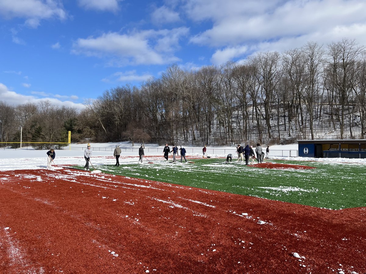 HobanBaseball's tweet image. The Knighthood is strong! 

No days off! ❄️⚾️ over 20 guys showed up to clear the field so we can get to work on Monday. Tough, committed, and ready for the 2025 season! #TheKnighthood