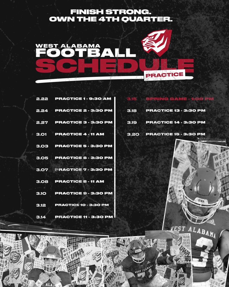 CoachYeah's tweet photo. FINISH STRONG. OWN THE 4TH QUARTER.

#uwafootball #wearewest #uwa #commitment #disipline #effort #toughness #pride #collegefootball #gulfsouthconference #ncaa #alabama #tigerstadium #livingston #theuniversityofwestalabama #uwaathletics #yeahyeahyeahyeah #coachyeah #letsgo https://t.co/RZTWwi0biV