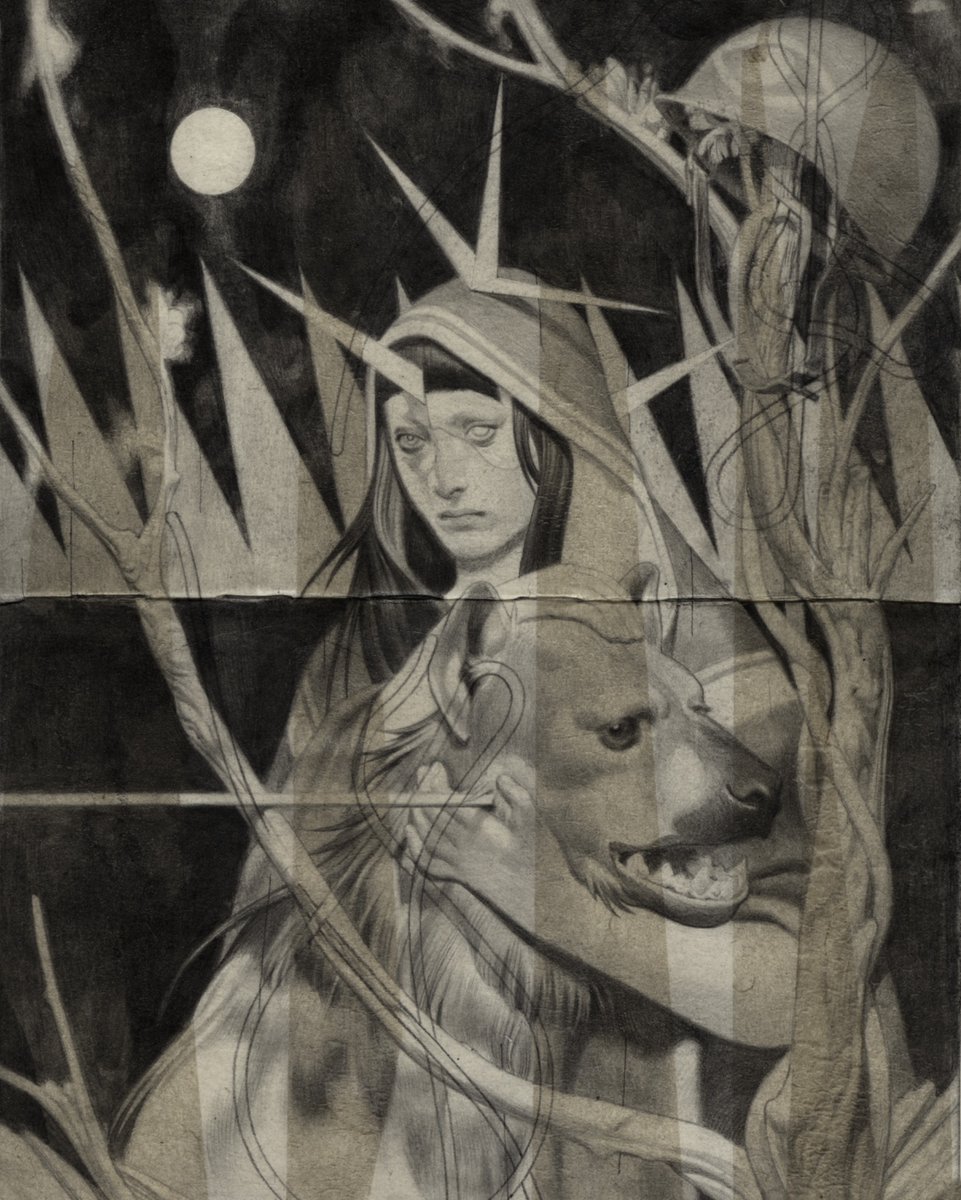 wounded II (study) • graphite on moleskine and washi paper