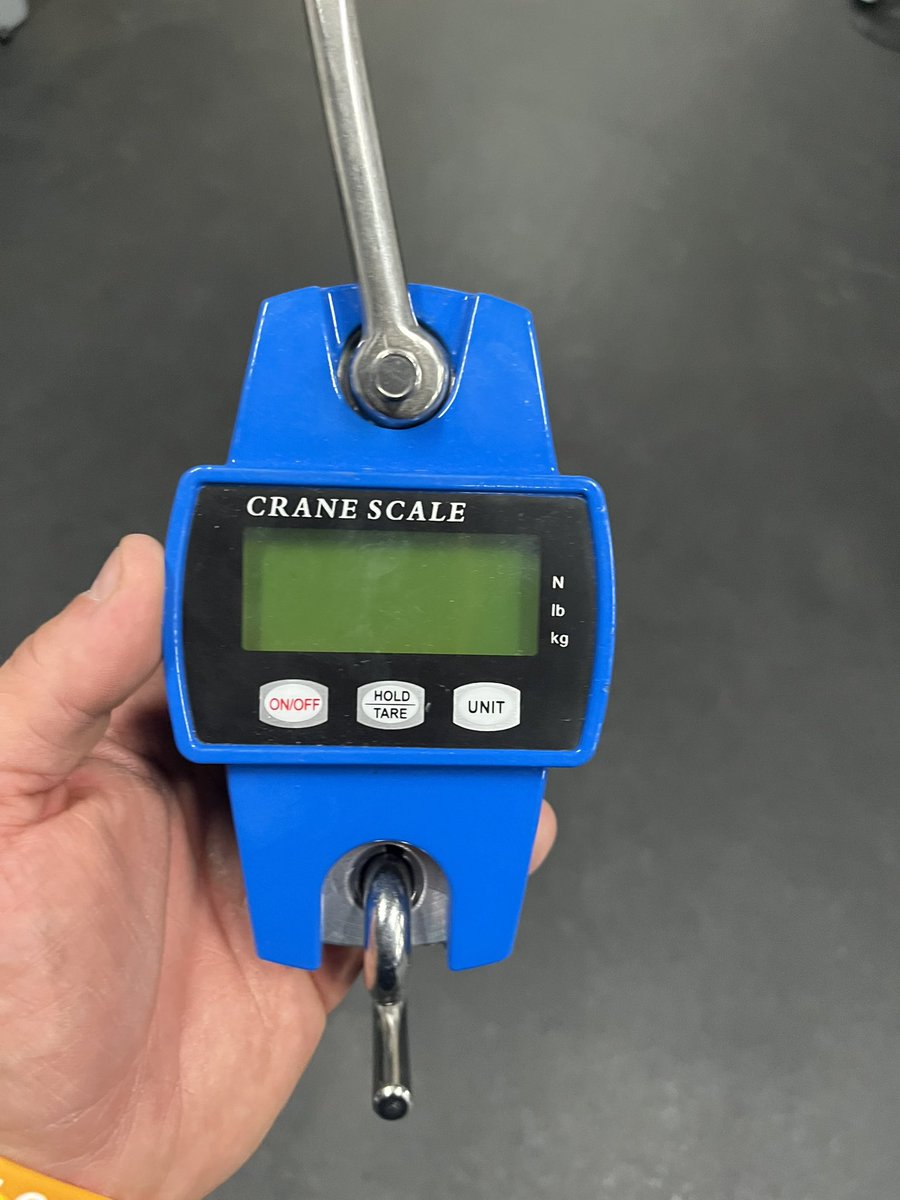 One of the best investments for a coach (like myself) who wants to implement more accommodating resistance training when you have an Olympic weightlifting background. A $25 crane scale off Amazon. Gives a good ball park on how much resistance each band gives at various settings.