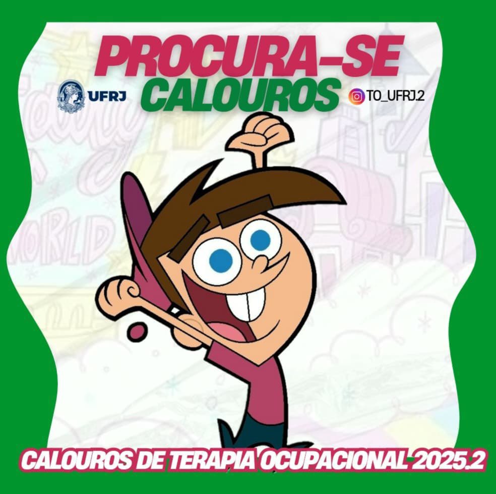ATENÇÃO, CALOUROS! !!!

📢 Procura-se calouros do 2º semestre de Terapia Ocupacional da UFRJ!

Se você faz parte da turma 25.2, entre em contato para receber o link do grupo no WhatsApp e ficar por dentro de todas as novidades!