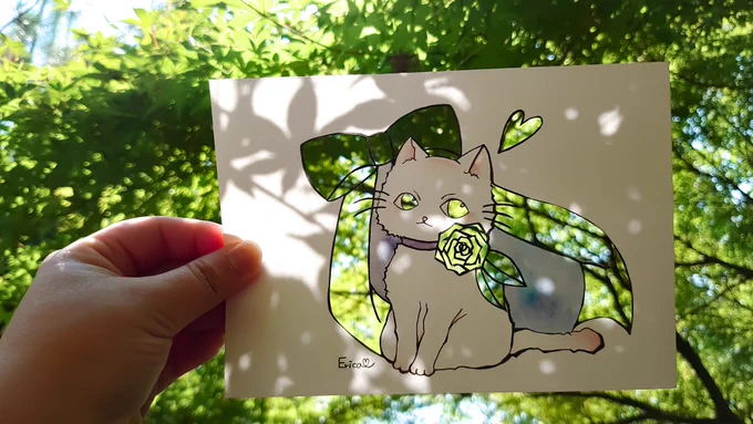 #猫の日 #にゃんにゃんにゃんの日 今日はねこちゃんの日なので過去に制作した切り絵を 