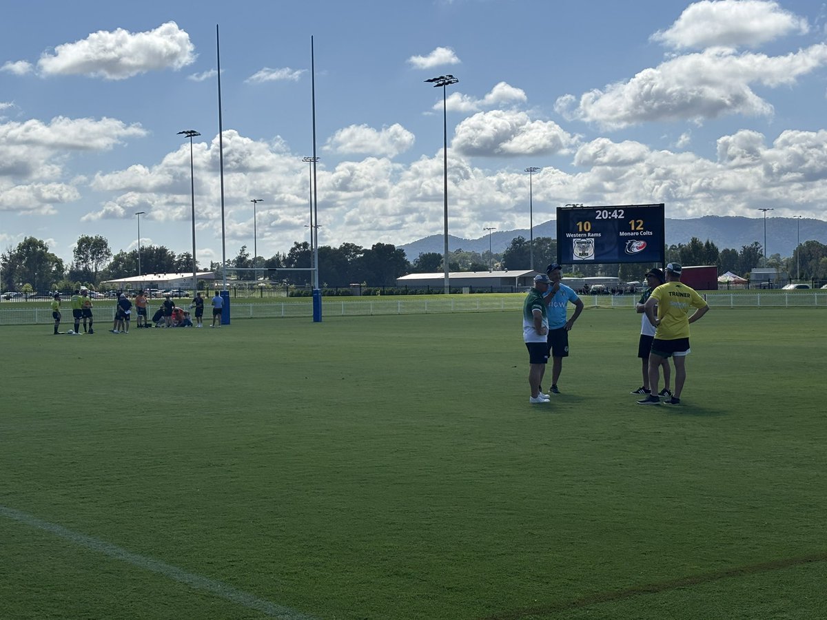 Big day at Mudgee with the <a href="/NSWRL/">NSW Rugby League</a> junior championships action and then the NRL #CharityShield. Long stoppage in under 16s Western Rams v Monaro game, waiting on ambulance after suspected serious fractured wrist for Monaro junior. Visitors lead 12-10.