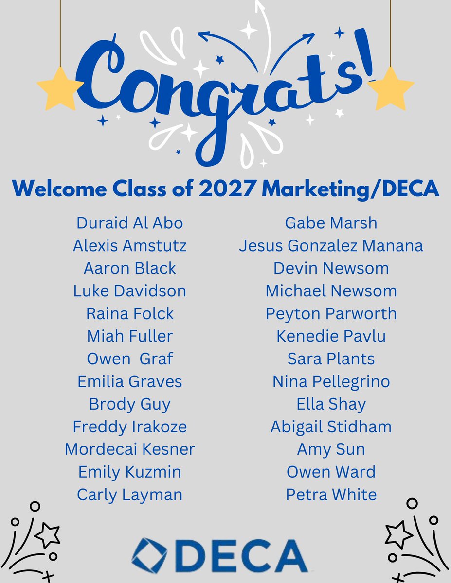 SO EXCITED to welcome our 2027 Marketing CTC Class! Welcome to the DECA Family🔷‼️🔷 #BeTheOne #FairmontDECA