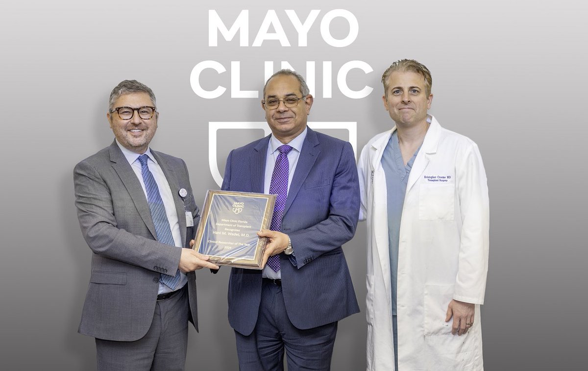 Kristopher Croome (@kriscroome) on Twitter photo Congratulations to Dr. Hani Wadei for receiving the Mayo Clinic Transplant Researcher of the Year award.
Not only is he a leader in liver/kidney research, but he has mentored many developing researchers at our institution.
<a href="/MCTransplntSurg/">Mayo Clinic Transplantation Surgery</a> <a href="/MayoTransplant/">Mayo Clinic Transplant</a>
<a href="/HaniWadei/">Hani Wadei</a> Congratulations to Dr. Hani Wadei for receiving the Mayo Clinic Transplant Researcher of the Year award.
Not only is he a leader in liver/kidney research, but he has mentored many developing researchers at our institution.
<a href="/MCTransplntSurg/">Mayo Clinic Transplantation Surgery</a> <a href="/MayoTransplant/">Mayo Clinic Transplant</a>
<a href="/HaniWadei/">Hani Wadei</a>
