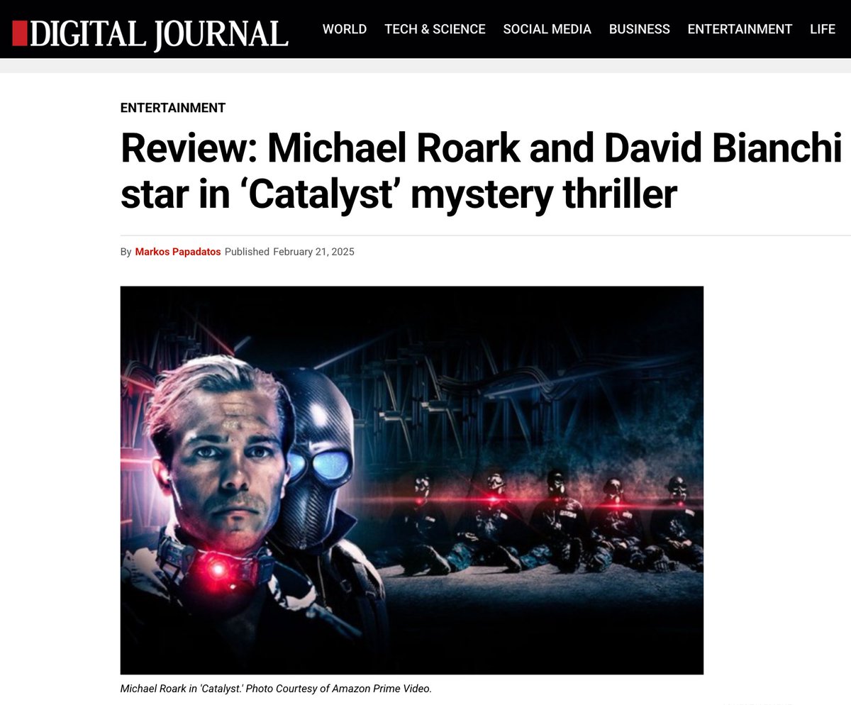 Thank you <a href="/digitaljournal/">Digital Journal</a> for the powerful review of CATALYST now on APPLE TV+ and PRIME VIDEO #scifi #cyberpunk #newmovie 

digitaljournal.com/entertainment/…