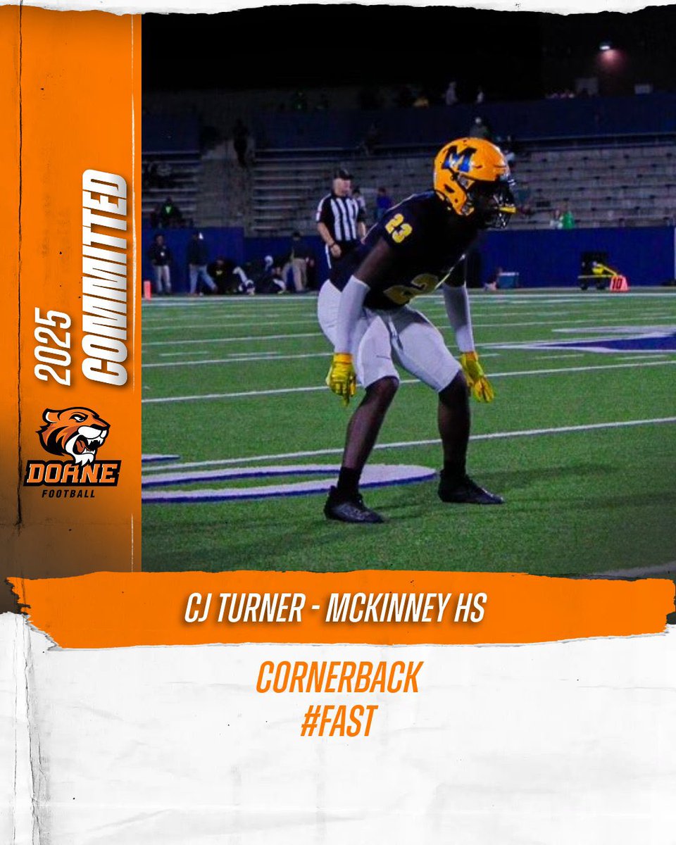 Carleton_Turner's tweet image. Excited to announce my commitment to Doane University! Looking forward to continuing my academic and football career. Go Tigers!!🐯