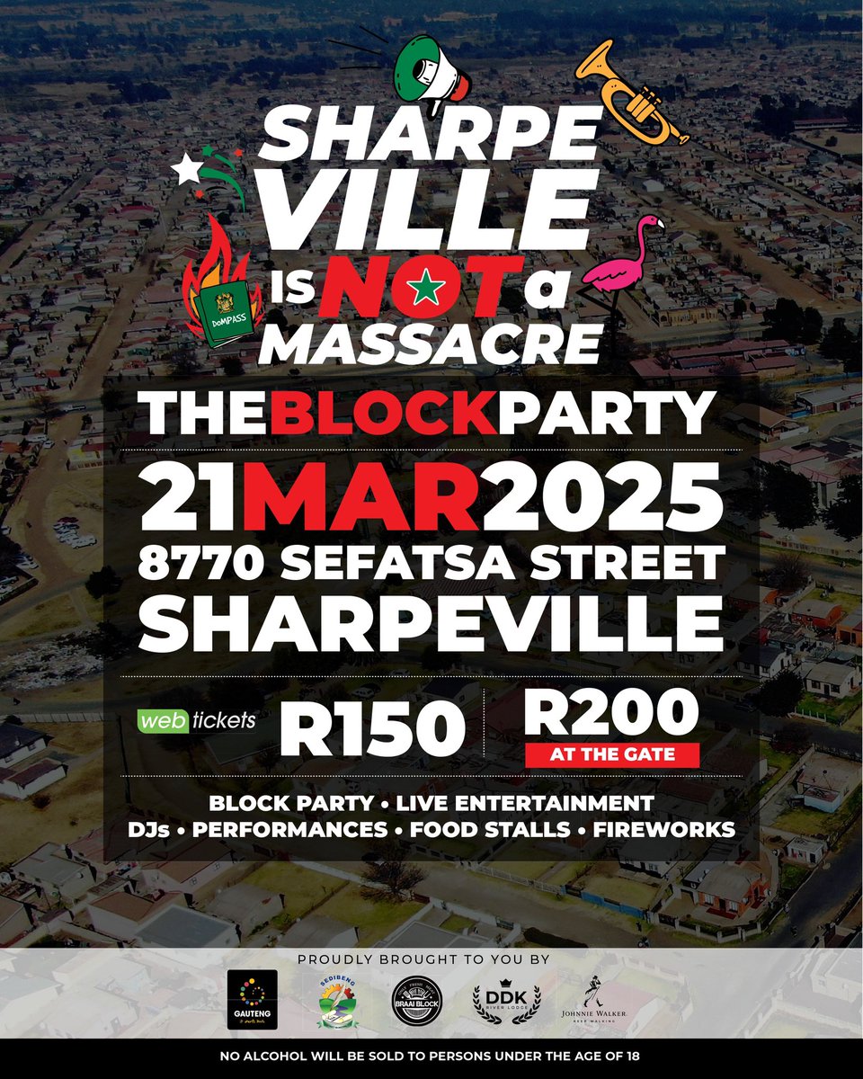 #SharpevilleisNOTaMassacre Human Rights Day commemoration with an unforgettable BLOCK PARTY! Honouring unity, freedom, and equality for all! More info Link in bio #SiNaMBlockParty #SharpevilleDay #HumanRightsDay #GPLifestyle #VisitGauteng