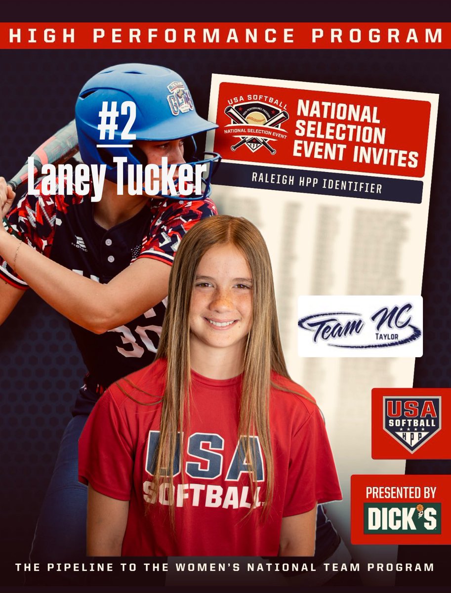laneyrtucker2's tweet photo. Excited to be invited to the @USASoftball High Performance Program National Event in December!  Thanks for the opportunity, let’s go do big things! 🇺🇸🥎🇺🇸🥎@USASBCarolinas @tdoby_USASB @TierOneFP @teamnc_taylor @TeamNCSoftball @ExtraInningSB @LineDsoftball @D1Softball https://t.co/Dpq2ofR2kI