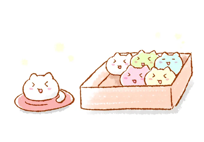 お菓子のマネをしてみる「ねこたま」ちゃん 