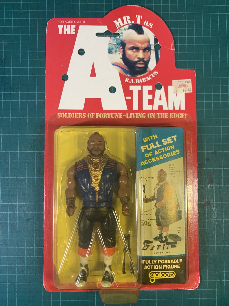 HeroesToys's tweet photo. 1983 Galoob The A Team - BA Baracus action figure.
$125🇺🇸US \ $180🇨🇦Canadian.

- Mint on very nice card.
- Bubble has small dent on bottom.
*Price does not include shipping.
#Galoob #Ateam #BAbaracus #MrT https://t.co/YjB0nUV8Hy
