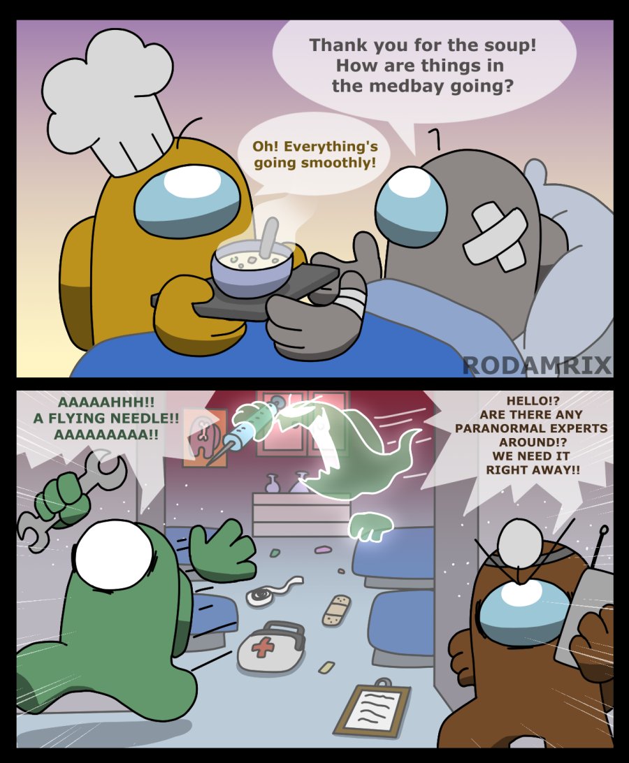 Meanwhile main story in Polus. Taking care of an injured doctor while another takes their place while they recover.

#AmongUs #amongusart #amongusfanart
