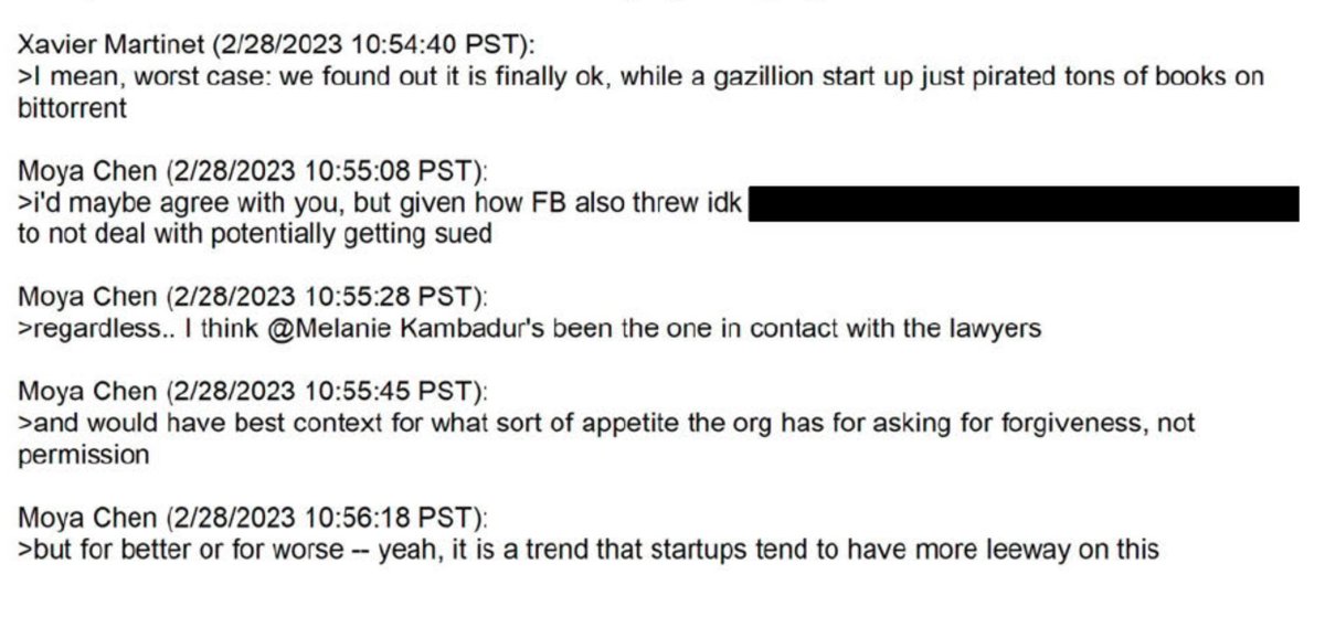 not here to defend meta, but this is the real problem - MZ approved libgen despite the obvious criminal risk because the only way to compete with OpenAI was to do what they had done