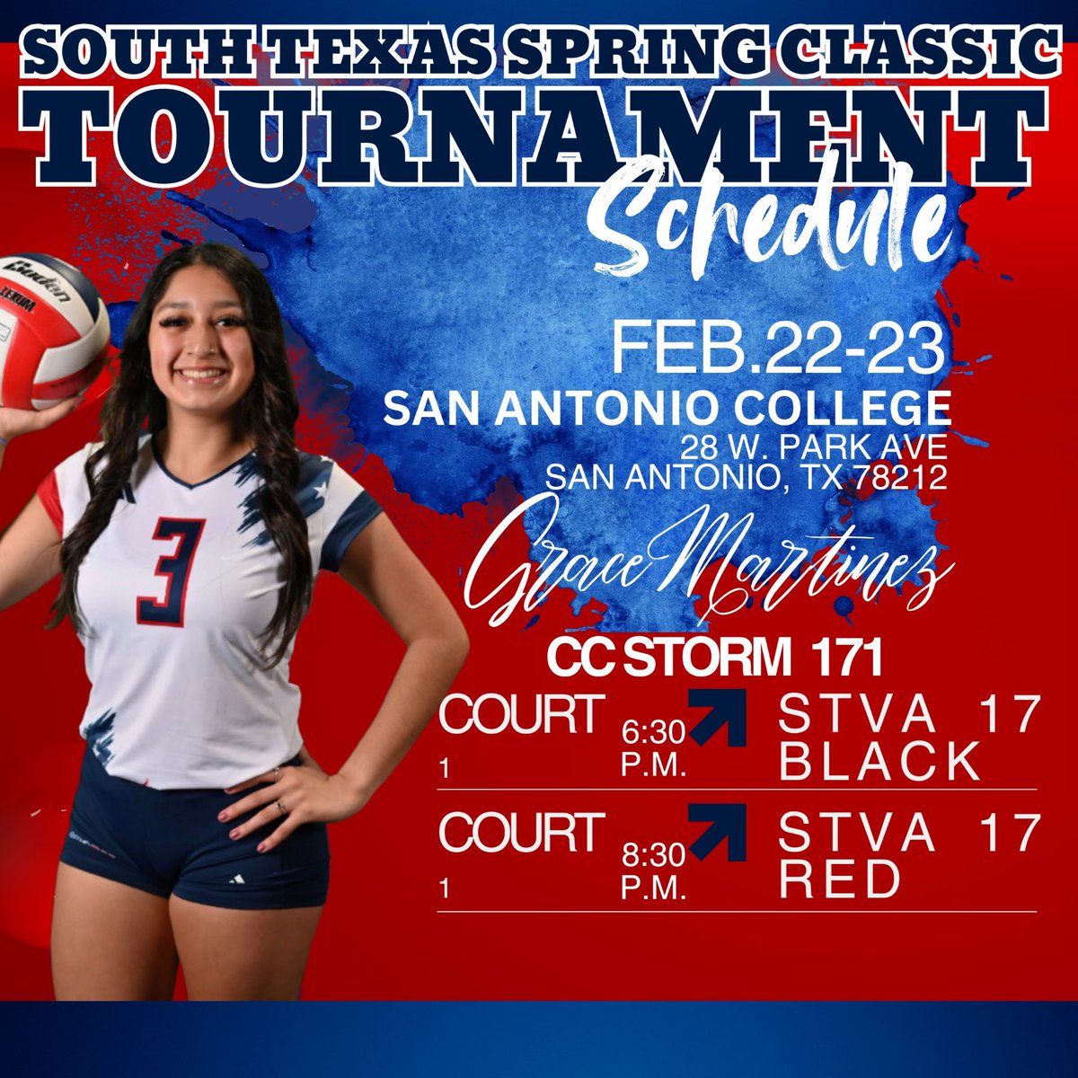 Grace_VB2026's tweet photo. South Texas Spring Classic this weekend!

CC Storm 171 Gold National Team https://t.co/IICzs5ZN6v