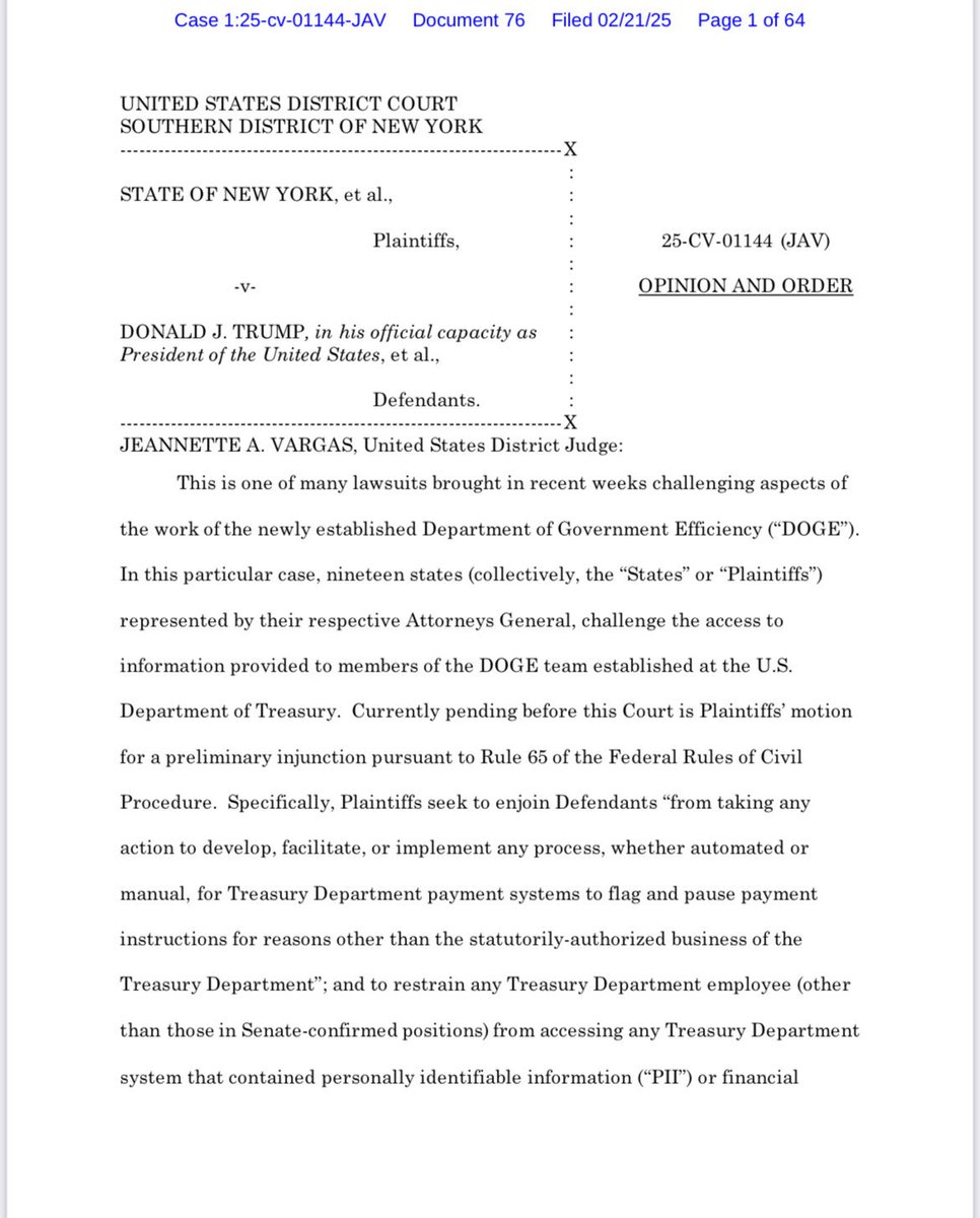 BREAKING: We just won an order to stop Elon Musk and DOGE from accessing your personal, private data while we continue fighting them in court.

This is why we fight — no one is above the law.