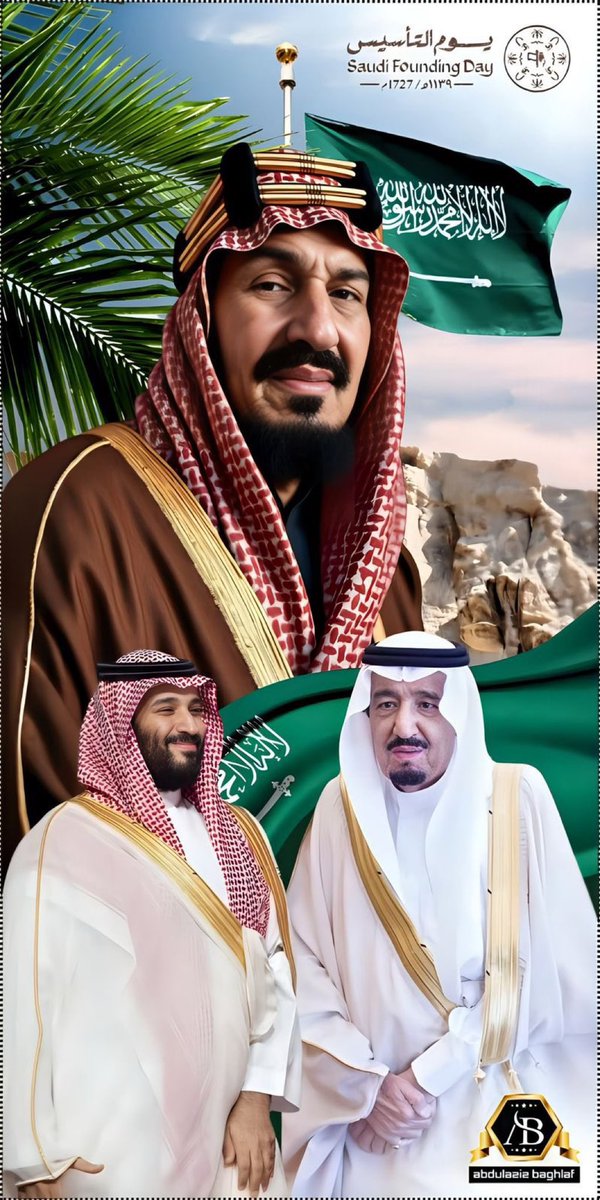 #يوم_بدينا_1727 
#يوم_التأسيس 
<a href="/AzizbagBag/">عبدالعزيز أحمد بغلف🇸🇦</a> 
في يوم التأسيس السعودي، نعيش أمجاد الأجداد، ونستلهم من إرثهم لنواصل البناء والتطور.