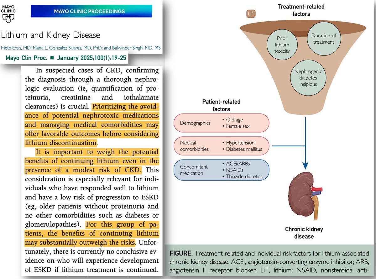 Lithium and Kidney Disease <a href="/k1dneyMD/">M. Lourdes González Suárez</a> <a href="/MayoProceedings/">Mayo Clinic Proceedings</a> #Nephrology 
mayoclinicproceedings.org/article/S0025-…