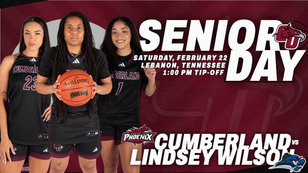 Cumberland Phoenix (@gocuphoenix) on Twitter photo SENIOR DAY!
Come out and support these ladies in their final home game!
🆚 <a href="/LWCAthletics/">LWC Athletics</a>
📍 Lebanon, Tenn.
⏰ 1:00 PM
📺 tinyurl.com/mr3c77t8
📻 tinyurl.com/563frckn
📊 tinyurl.com/yt65ypuk
#WeArePhoenix | <a href="/CumberlandWBB/">Cumberland University Women’s Basketball</a> SENIOR DAY!
Come out and support these ladies in their final home game!
🆚 <a href="/LWCAthletics/">LWC Athletics</a>
📍 Lebanon, Tenn.
⏰ 1:00 PM
📺 tinyurl.com/mr3c77t8
📻 tinyurl.com/563frckn
📊 tinyurl.com/yt65ypuk
#WeArePhoenix | <a href="/CumberlandWBB/">Cumberland University Women’s Basketball</a>