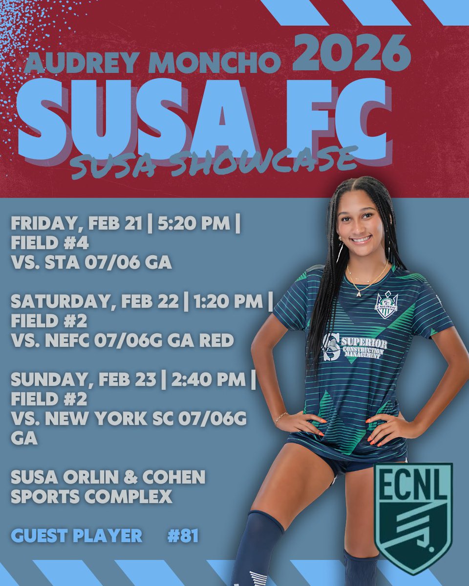Audrey Moncho (@audreymoncho_) on Twitter photo Excited to be guest playing with SUSA 07G ECNL up in Long Island !!
OK🤠➡️NY🌆
<a href="/ImYouthSoccer/">ECNL/GA/Recruiting/College Soccer</a> <a href="/ImCollegeSoccer/">College Soccer Truth ™</a> <a href="/ECNLgirls/">ECNL Girls</a> <a href="/OEFCGirlsECNL/">Oklahoma Energy FC Girls ECNL</a> Excited to be guest playing with SUSA 07G ECNL up in Long Island !!
OK🤠➡️NY🌆
<a href="/ImYouthSoccer/">ECNL/GA/Recruiting/College Soccer</a> <a href="/ImCollegeSoccer/">College Soccer Truth ™</a> <a href="/ECNLgirls/">ECNL Girls</a> <a href="/OEFCGirlsECNL/">Oklahoma Energy FC Girls ECNL</a>