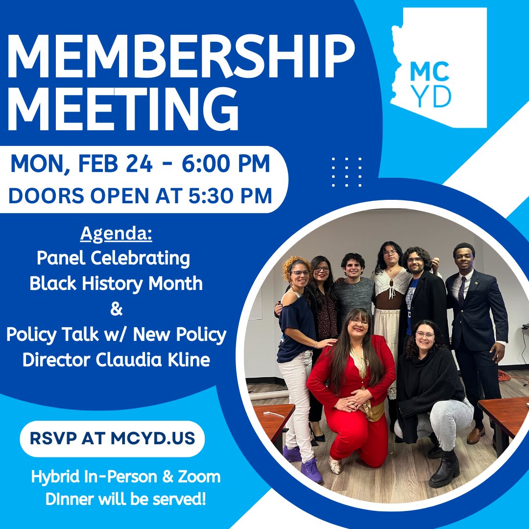 Join us on Monday for our February Membership Meeting! We will have a panel for Black History Month, and a policy talk from our new Policy Director Claudia Kline. Dinner will also be served 🥘🍲

RSVP today at the link 🔗 in our bio!