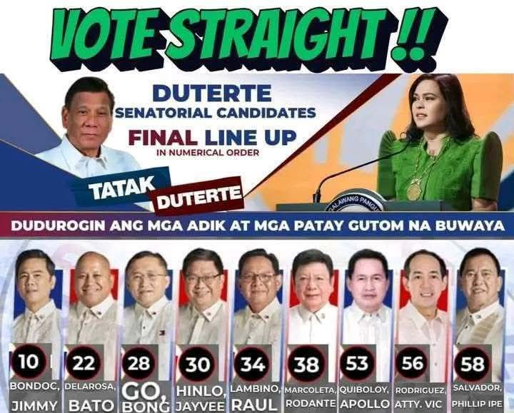 Dili lang ni manikas ang ALYANSA zerohan jud ni sila 🤣

VOTE STRAIGHT DUTERTE SENATORIAL CANDIDATES 2025!!! 

MAAYONG BUNTAG VISAYAS &amp; MINDANAO! 👊🏻🇵🇭