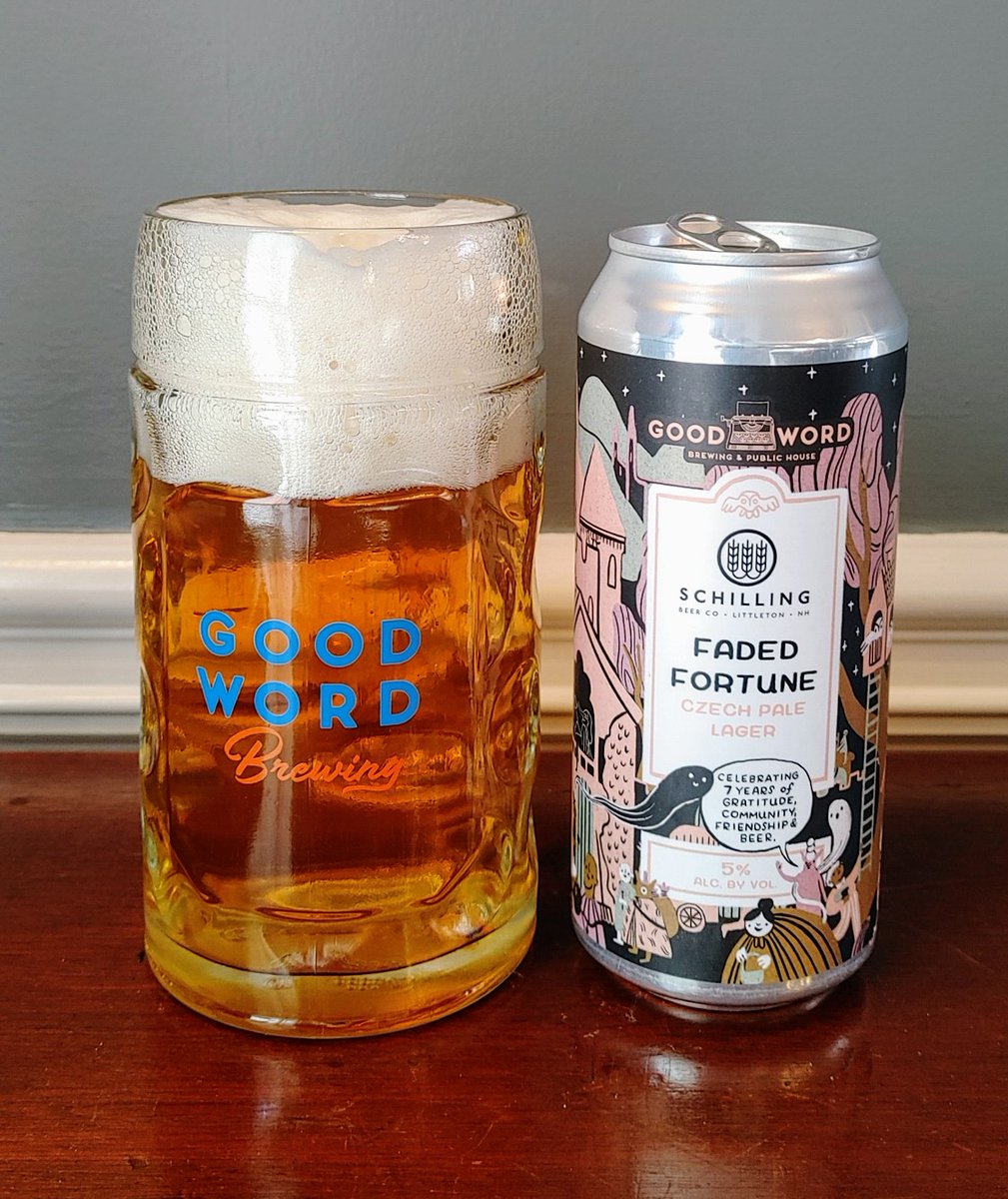 <a href="/goodwordbrewing/">Good Word Brewing</a> <a href="/SchillingBeer/">Schilling Beer Co.</a> Faded Fortune Czech Pale Lager.  Perfect compliment with ribs for dinner. Cheers!