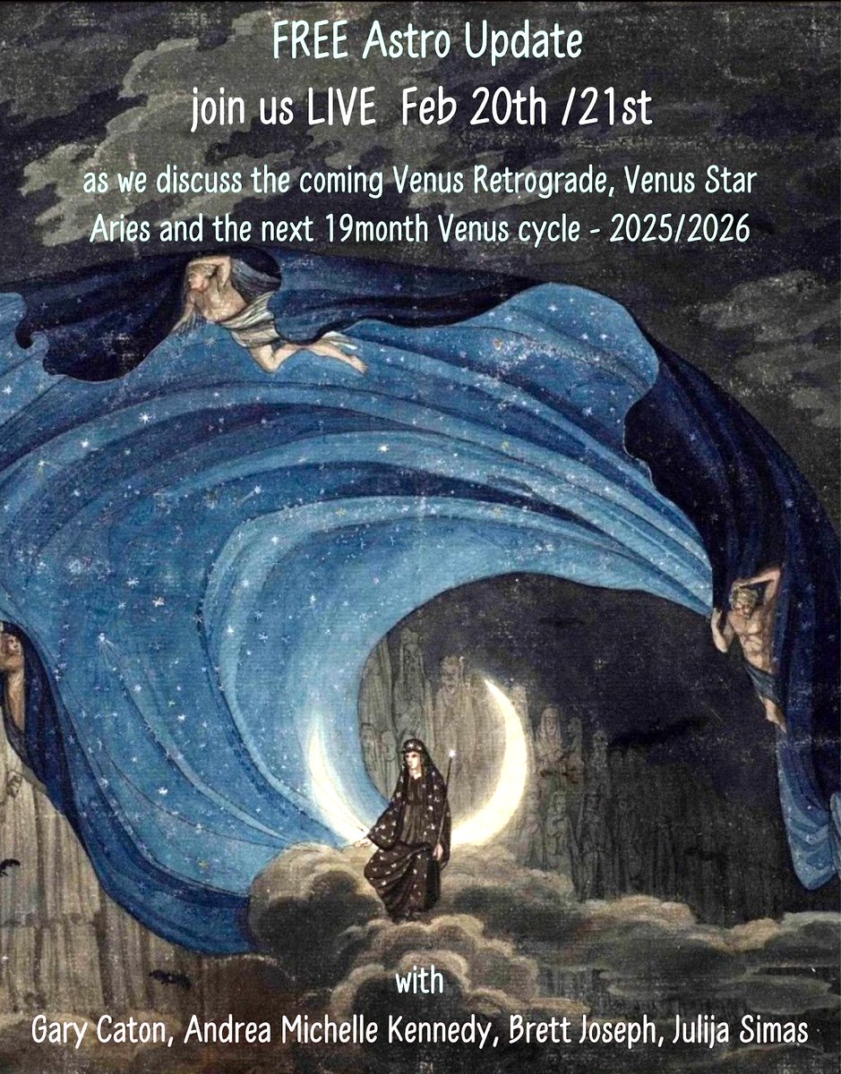CosmicIntAgency's tweet image. Lisren Live stream replay 

As Venus prepares for her next earthly visit, and Mars stations direct -  Andrea Michelle, Gary Caton, Gemini Brett and Julija Simas meet LIVE to discuss the many interesting facets of the coming Venus retrograde loop,  its connection to the Mars…