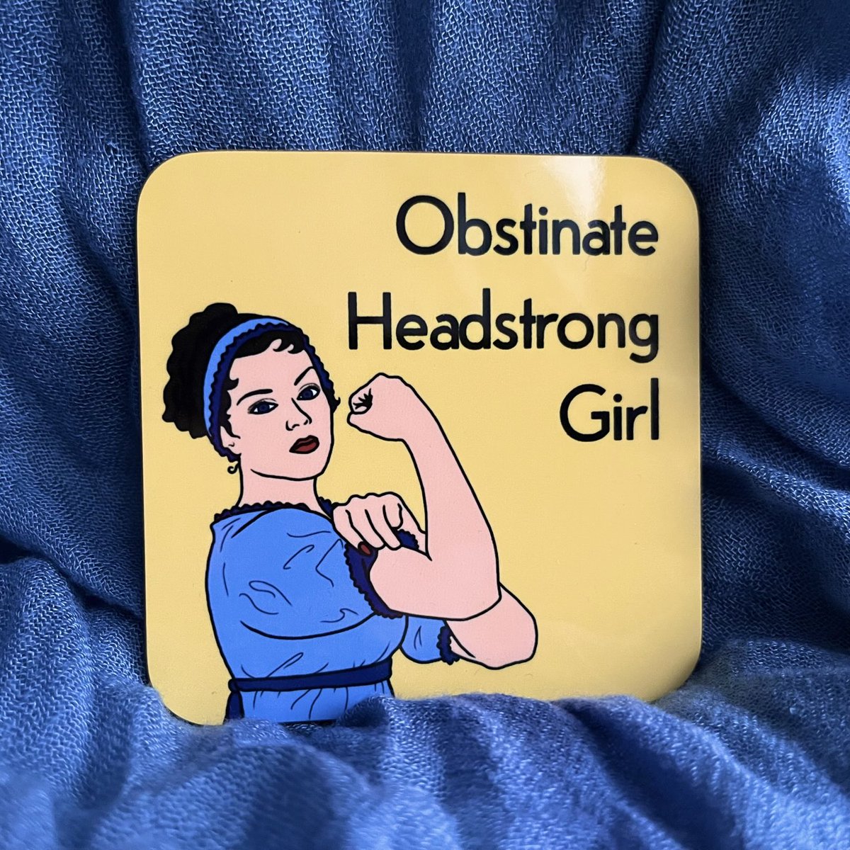 Coasting through February like Mr Willoughby at a soirée 🍸

This cheery, cheeky #PrideAndPrejudice themed drinks coaster is brand new for #JaneAusten’s 250th birthday this year. Get yours from the Clavis&amp;Claustra website.

#WomenWriters #LiteraryGifts #RosieTheRiveter #Feminist