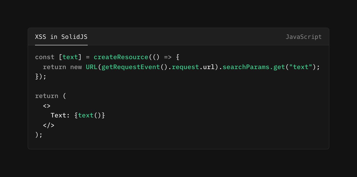 Found 3 XSS vulnerabilities in <a href="/solid_js/">SolidJS</a>, with 2 of them having CVEs and 1 no fix. Thanks to the team for fixing the bugs swiftly!
CVE-2025-27108, CVE-2025-27109

ensy.zip/posts/3-xss-so…